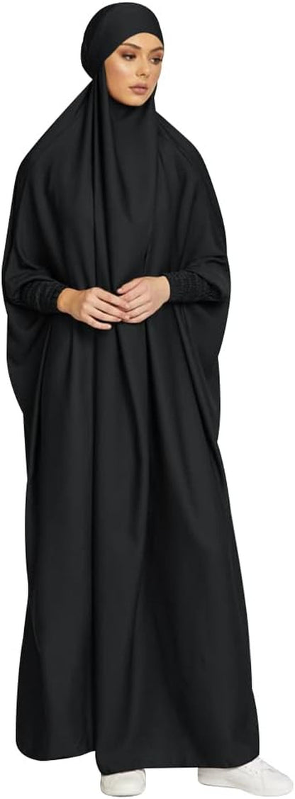 Jilbab for Muslim Women Hooded Abaya Kaftan Dress Hijab Chador One-Piece Loose Fit Arabic Islamic Prayer Robe