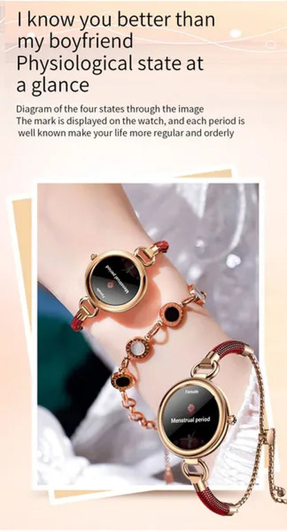 Women Lovely Diamond Bracelet Smart Watch Full Touch Screen Sports Fitness Tracker IP67 Waterproof Women's Smartwatch for Android IOS