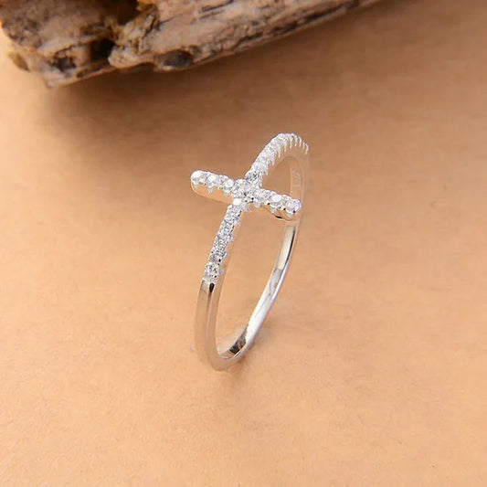 2015 Cross Ring Engagement Ring Anniversary Birthday Gift Size 4-11