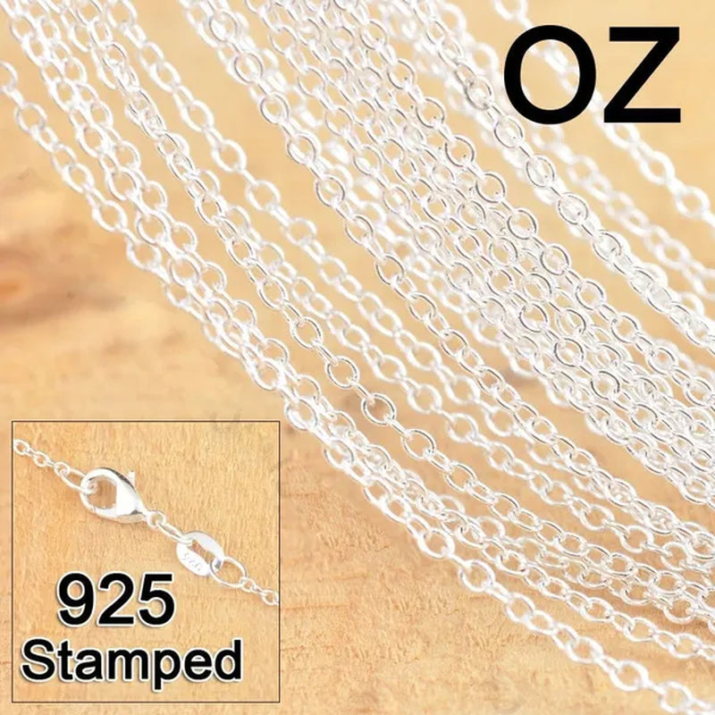 Fast 50Pcs 16" Real Pure 925 Sterling Silver Fine Jewelry Link Rolo Chains Necklace with Lobster Clasps Factory Price