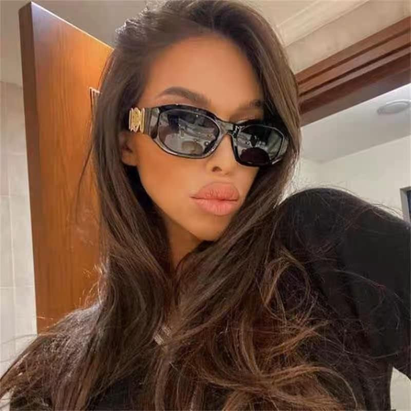 Retro Trendy Rectangle Sunglasses Women Men Vintage 90S Small Narrow Square Sunglasses B2322