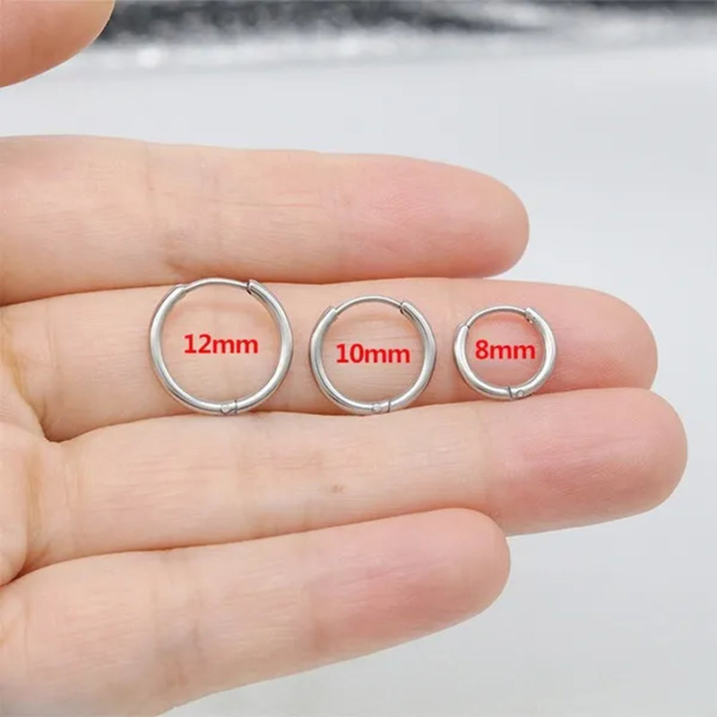 1 Pair Women/Men Stainless Steel Gold Silver Color Small Hoops Earring Piercing Ear Cartilage Tragus Simple Thin Circle Anti-allergic Ear Buckle Earring