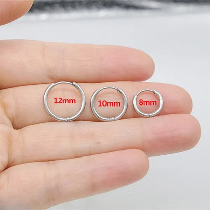1 Pair Women/Men Stainless Steel Gold Silver Color Small Hoops Earring Piercing Ear Cartilage Tragus Simple Thin Circle Anti-allergic Ear Buckle Earring