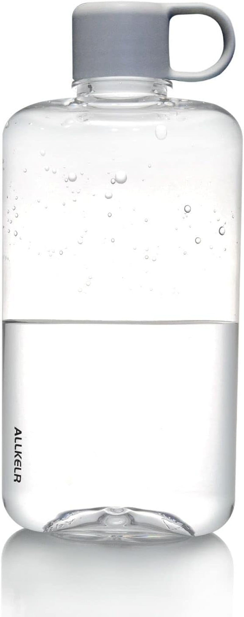 Portable Flat Water Bottle, BPA Free Tritan Plastic Travel Water Bottle for Camping, Fitness, Outdoor Sports, Fits Purse and Pocket (Gray, 16.9 Oz)