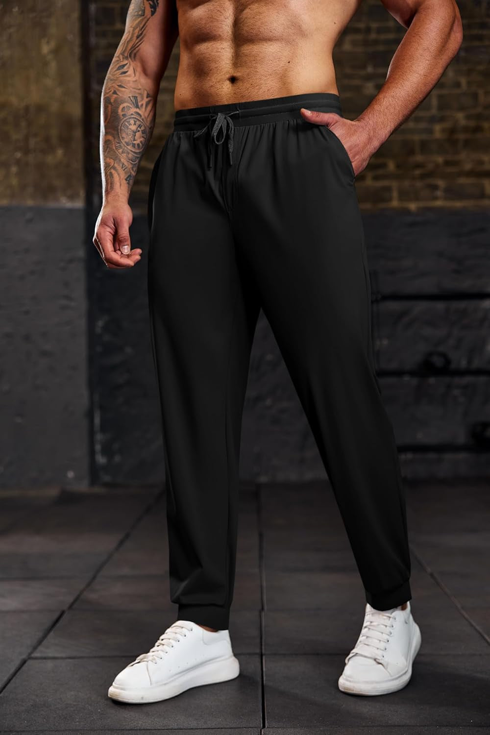 Mens Jogger Pants Workout Athletic Casual Drawstring Elastic Waist Lightweight Sport Running Sweatpants Black, Xx-Large