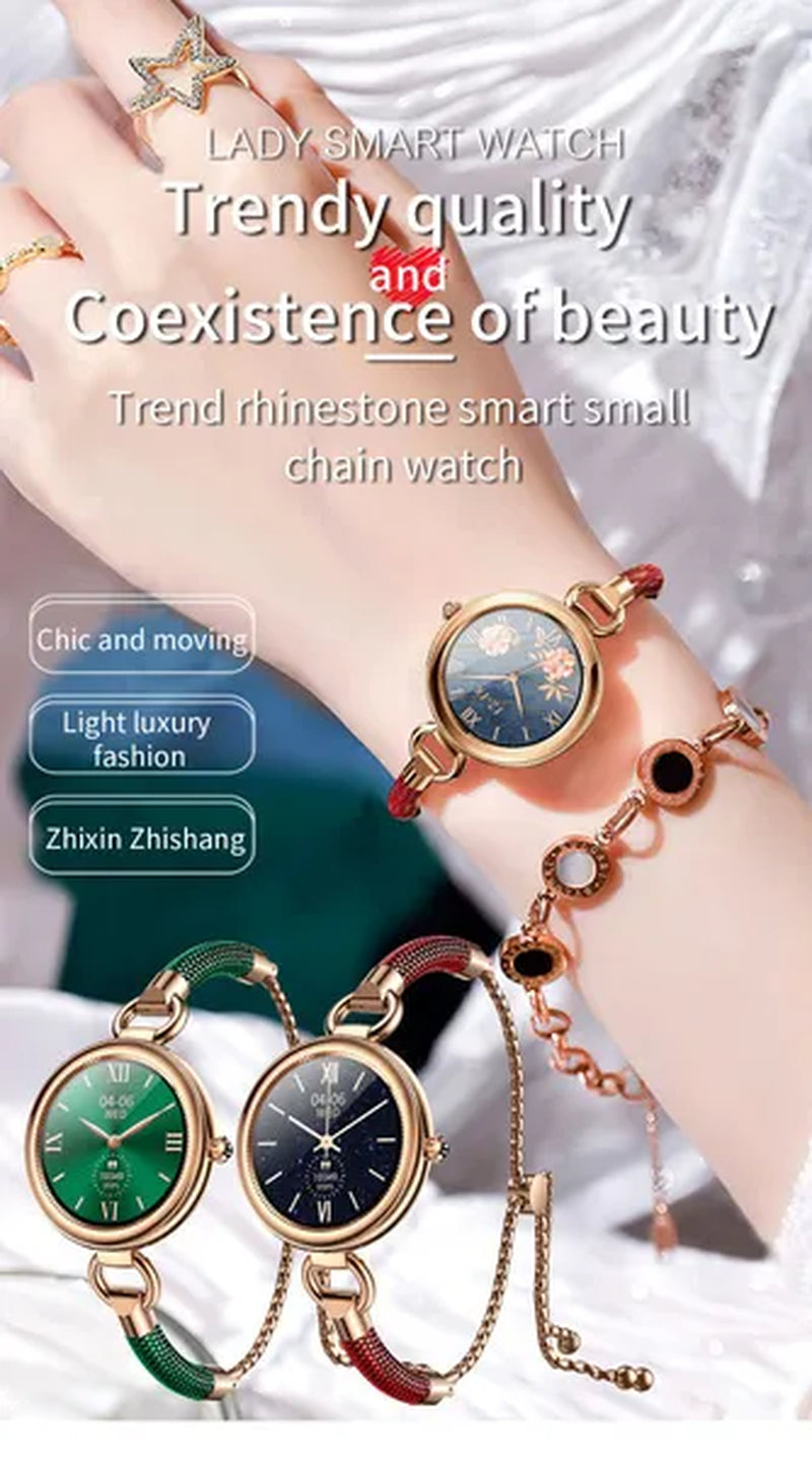 Women Lovely Diamond Bracelet Smart Watch Full Touch Screen Sports Fitness Tracker IP67 Waterproof Women's Smartwatch for Android IOS