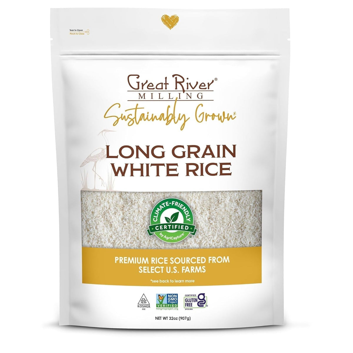 Climate Friendly White Rice, Long Grain White Rice Cooker Ready, Gluten Free, Vegan, Kosher, Vegetarian, Non-Gmo, Plant Based, US Sustainably Grown, 2Lb. Resealable Bag (Pack of 3) (Packaging May Vary)
