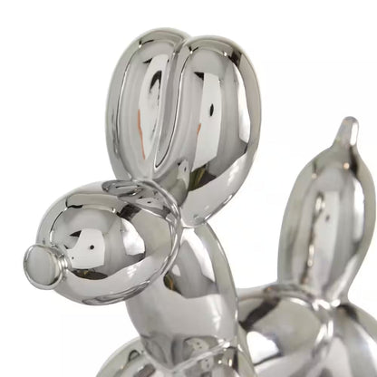 Silver Ceramic Balloon Dog Sculpture (Set of 2)