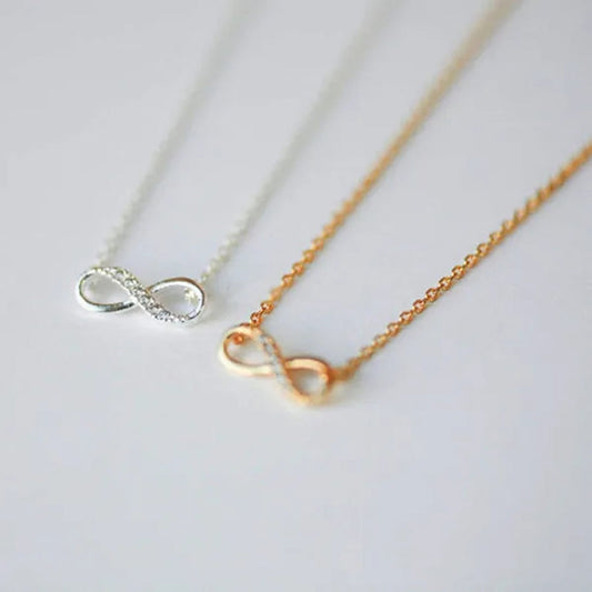 Infinity Sign Sterling Silver Necklace with real diamond accent - fancy chain - Eternal - Endless - Forever - Love