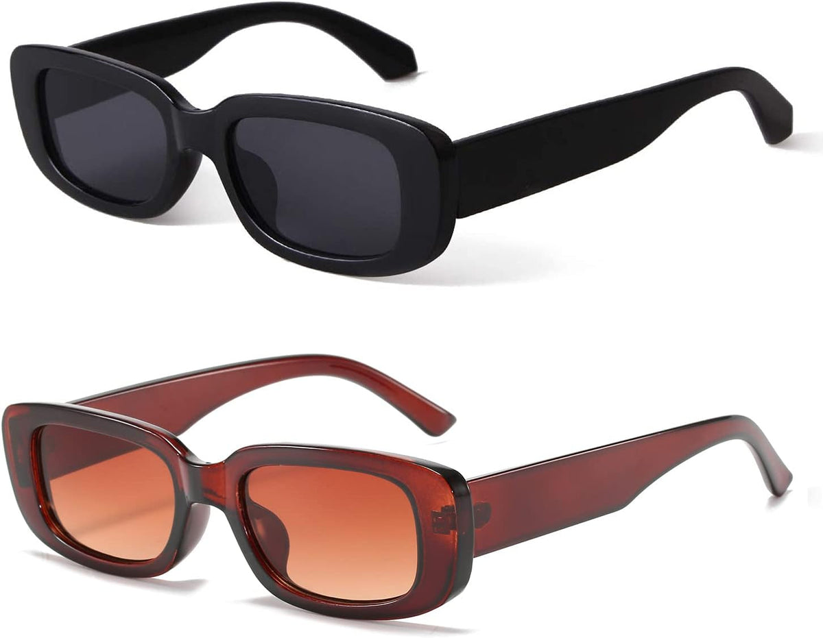 Rectangle Sunglasses for Women Retro Driving Glasses 90’s Vintage Fashion Narrow Square Frame UV400 Protection