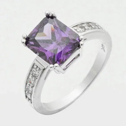 6-Color Natural 3.58CT White/Alexandrite/Sapphire/Pink/Emerald/Ruby Diamond 14K White Gold Ring Size 6-10