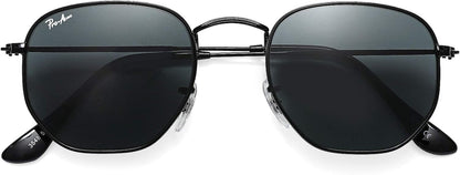 Small Square Sunglasses for Women Men 100% Real Glass Lens Hexagonal Frame