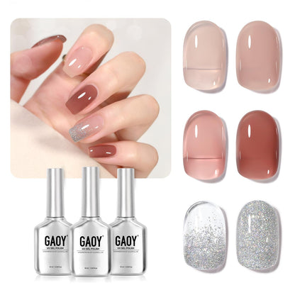 Gel Nail Polish Kit, 3 Colors Jelly Milky White Blue Gray, Sheer Soak Off UV Gel Polish Set - Cloudy Coast