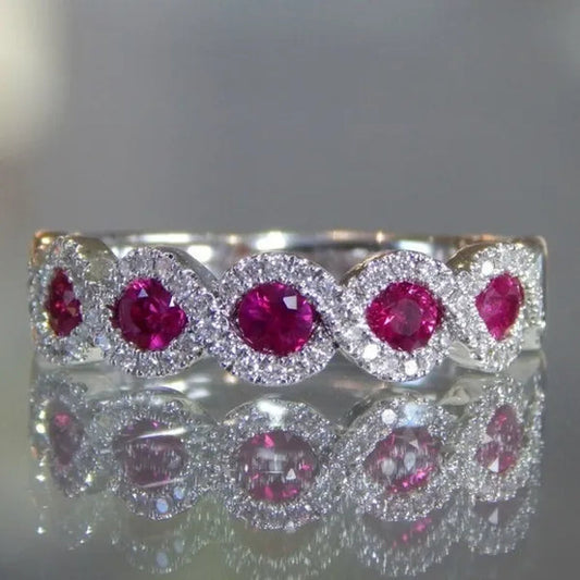 Exquisite Infinite Ruby and Zircon Ring silver plated Ring Eternal Bridal Wedding Wedding Ring Jewelry, Women's, Size 4-11