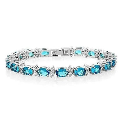 Gem Stone King 925 Sterling Silver Gorgeous Oval and Round Sparkling Cubic Zirconia CZ Tennis Bracelet Jewelry Gift