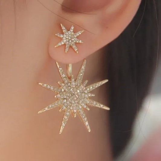 Sparkling Hexagram Snowflake White Sapphire Fission Stud Earrings Charms Bride Jewelry Christmas Gifts