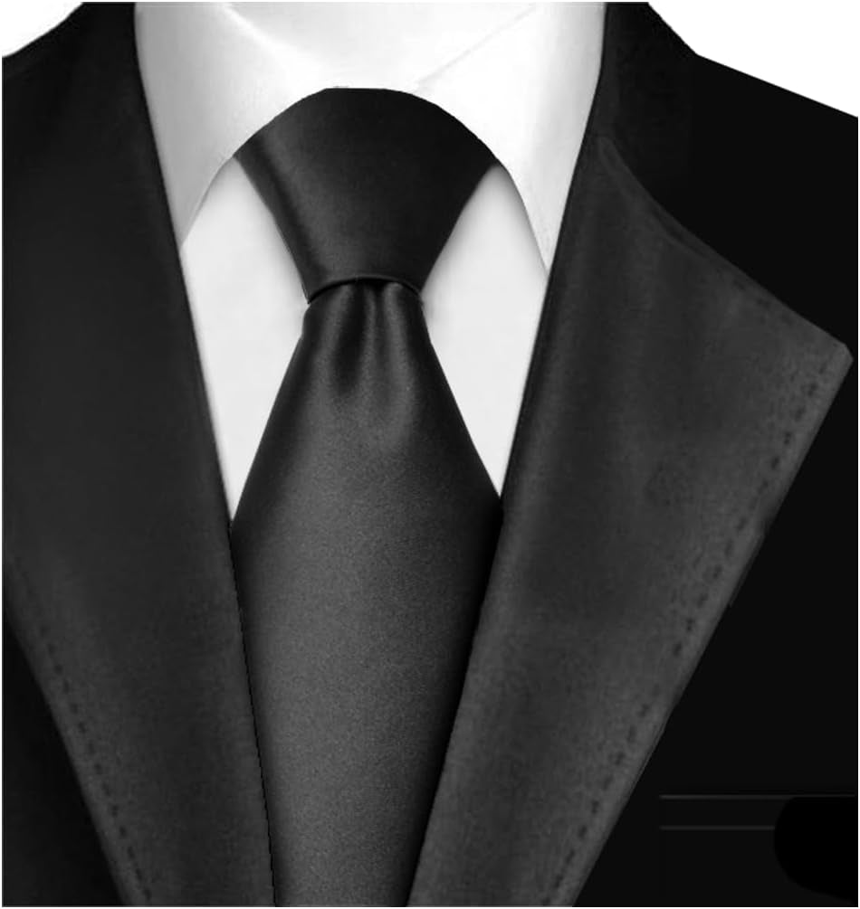 Silk Ties for Men 3.5 Inch Mens Ties Silk Black Ties for Men Satin Tie Solid Color Ties for Men
