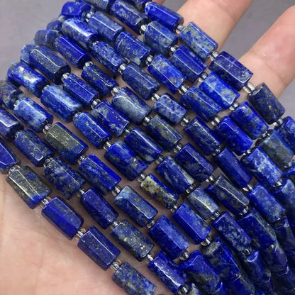 Lapis Lazuli Prism Cube Beads Natural Loose Stone Spacer Diy for Jewelry