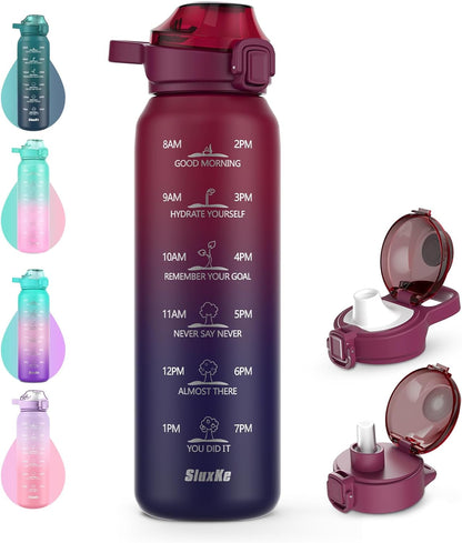 Insulated Water Bottle 32Oz with 2Lids,18/10 Stainless Steel 1000Ml Insulated Water Bottle Double Walled with Handle, Metal Canteen Keep Cold 48H Hot 24H for Men, Women & Kids