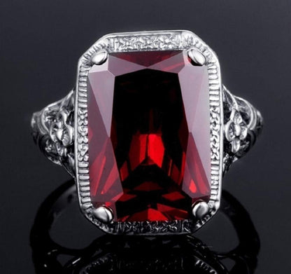 Elegant Huge Natural 3.5Ct Tanzanite 925 Silver Ruby Ring Women Wedding Engagement Size 6-10