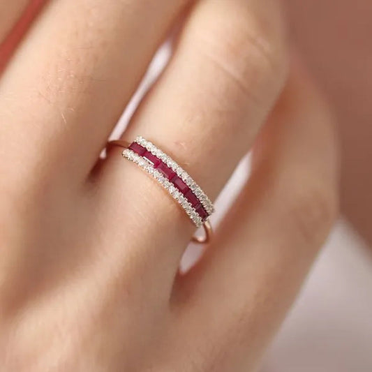 New Women Fashion White Sapphire/Ruby  Ring Gold-plated  Jewelry Size 6-10