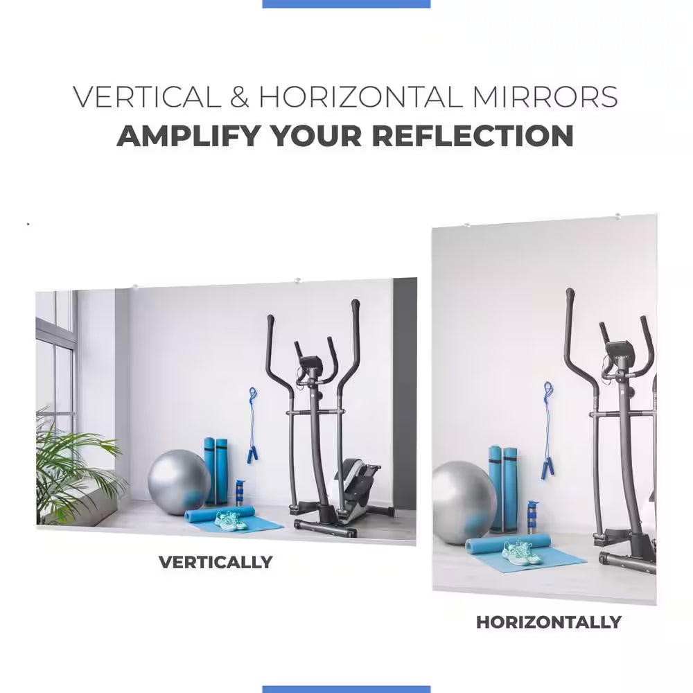 Gym Mirror 48 In. W X 72 In. H 1/4 In. Tempered Glass, Safety-Backed, DYI Installation