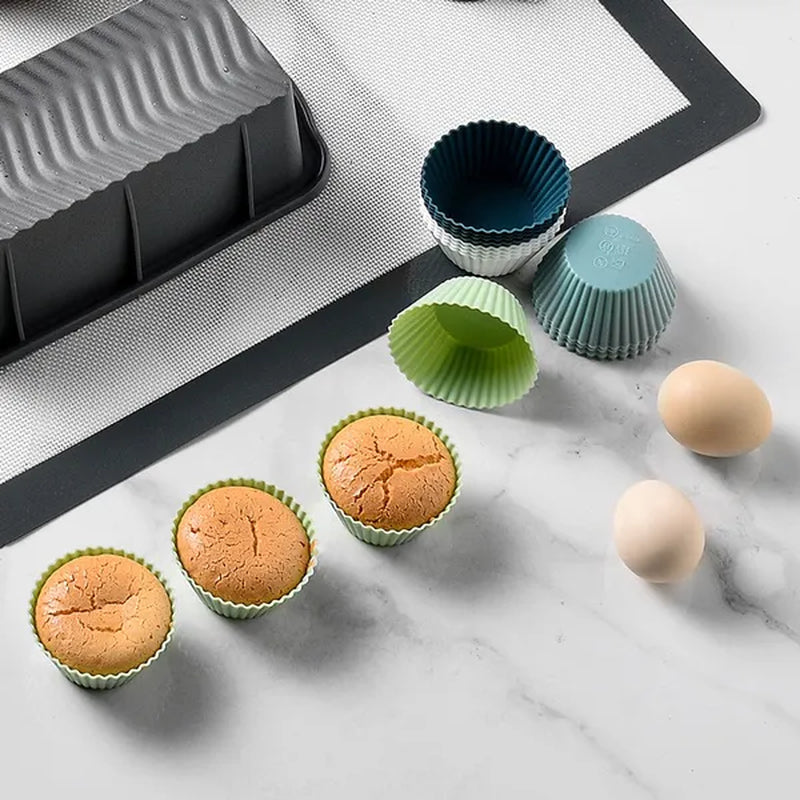12/24PCS Silicone Cake Mold Round Muffin Cupcake Baking Molds Reusable DIY Cake Decorating Silicon Mould Tools Baking Accessories