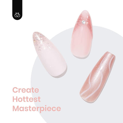 Nail Set 6 Colors, Pink Champagne Glitter Gel Nail Kit Old Money Collection Nude Pink Cream Color Soak Off UV LED Manicure Kit for Women Girls