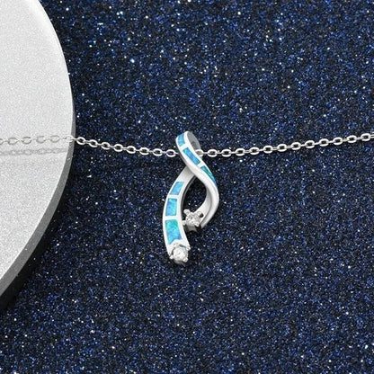 New Fashion 925 Sterling Silver Blue Fire Opal Cross Pendant Necklace Diamond Jewelry Bridal Wedding Accessories