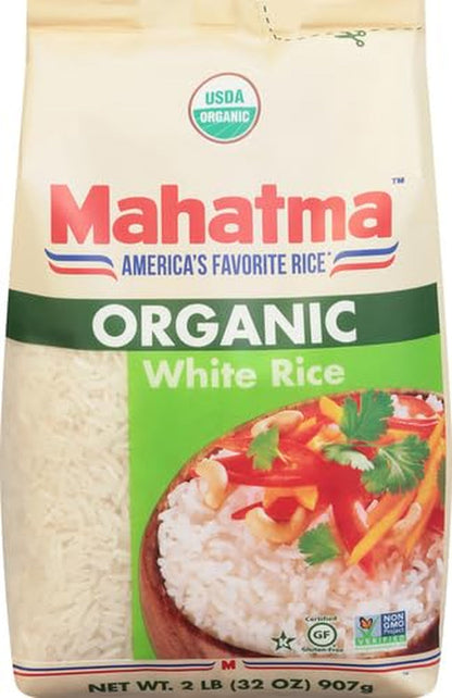 Organic White Rice, 2Lb Bag of Rice, Stovetop or Microwave Rice in 20 Minutes