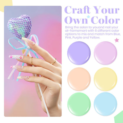 Beetles Pastel Gel Nail Polish,6 Colors Macaron Pink Blue Green Yellow Purple Soft Pastel Gel Polish Soak Off Uv Gel Manicure Spring Gel Polish Nail Art Design DIY Home Salon Gift for Women Girl