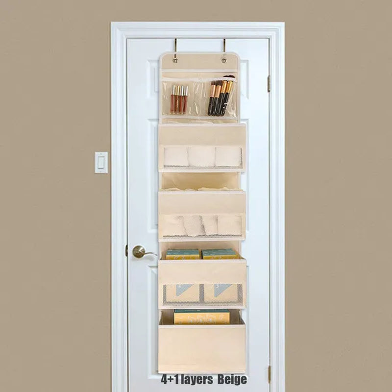 Non-woven Hanging Organizer Fabric Door Wall Hanging Storage Bag Folding Shelf Pocket Closet Hanger Dorm Bath Kitchen Storage 1/2/3/4/5 layers