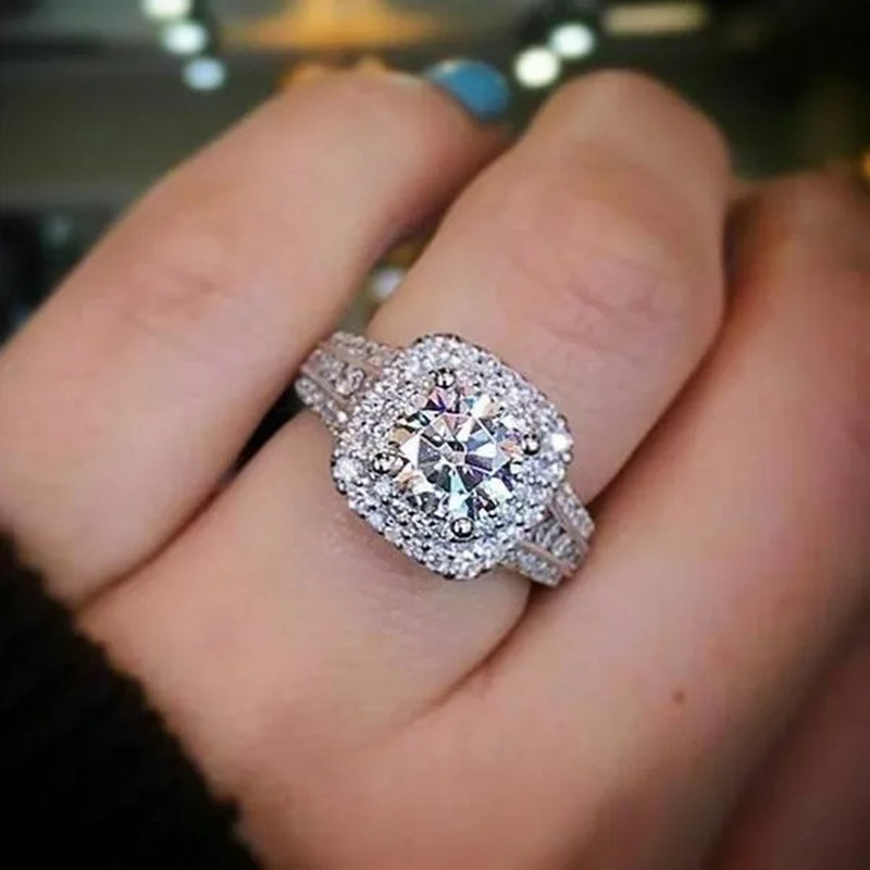 NEW Fashion Couple Rings Set Jewelry - Men's 8mm 316L Stainless Steel Titanium Ring and Women's Princess Cut 1.5 CT Diamond 925 Sterling Silver  Bridal Wedding Engagement Band Ring