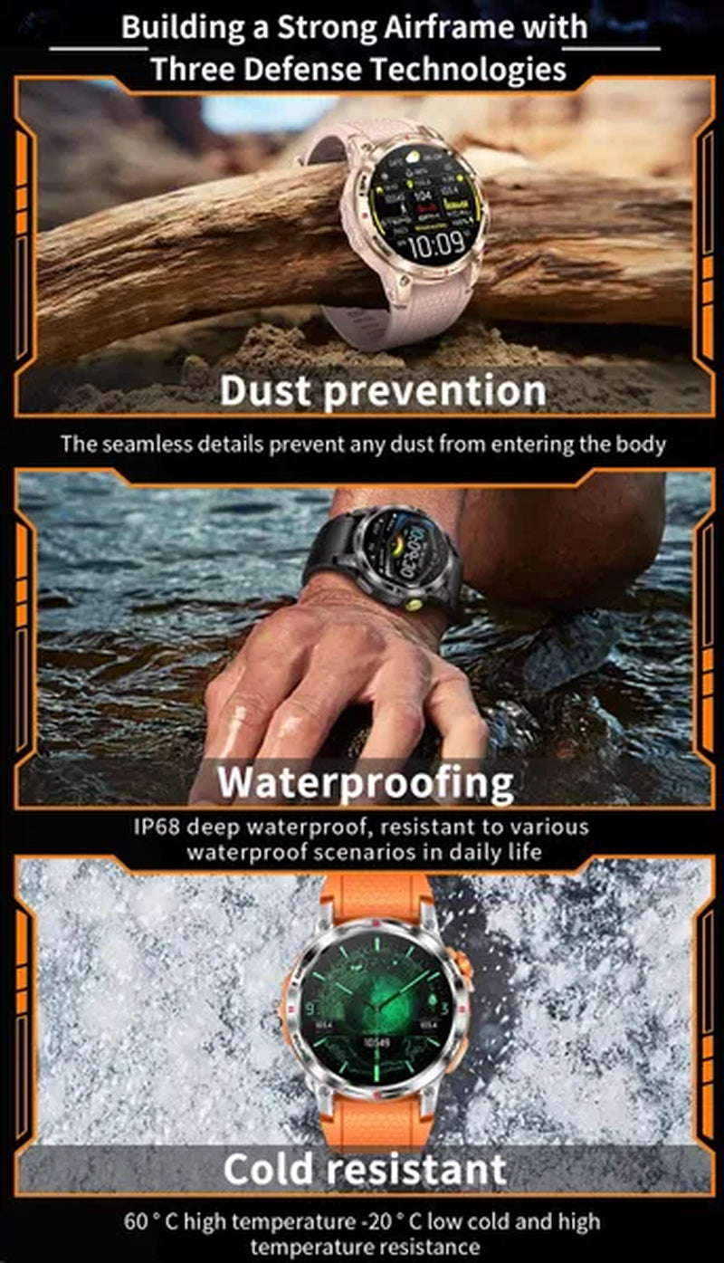 LIGE GPS 100+ Sport Modes Smart Watch Men Compass Military With LED Flashlight Bluetooth Call Sport Tracker IP68 Waterproof Smartwatch For Women Android IOS