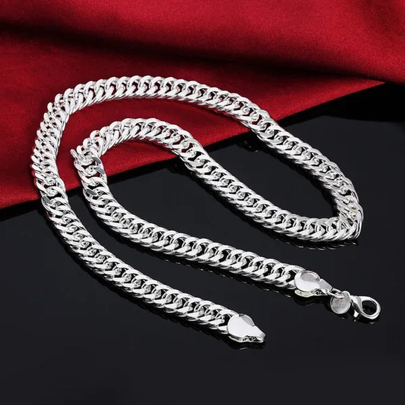 "HOT!" Fashion 925 Sterling Silver 10MM Full Sideways Chain Necklace 20'' 24'' Inch for Men Jewelry Wholesale