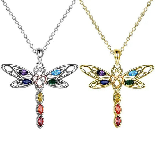 Delicate Colorful Zircon Dragonfly Necklace Insect Dragonfly Wings Pendant Engagement Necklaces for Women Insect Jewelry Creative Dragonfly Accessories Birthday Party Anniversary Gift