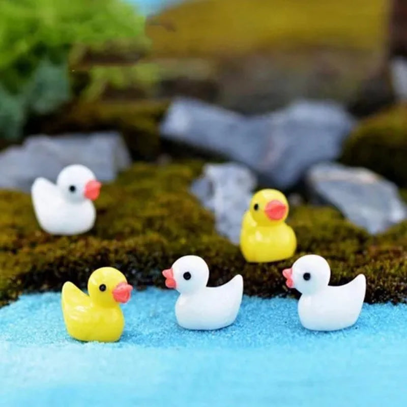 100/50/25/5PCS Cute Resin Mini Ducks Miniature Farm Artificial Animals Figures Ornament Tiny Duck for Home Fairy Garden Micro Landscape Potted Decor