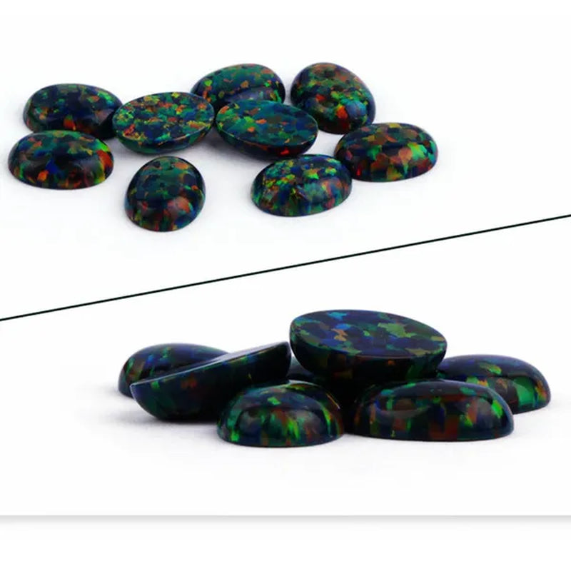 AAAAA BLACK MIX OPAL Gem OVAL Cabochon Cut 8X10mm VVS Loose Gemstone DIY Precious Stones