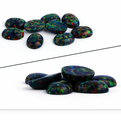 AAAAA BLACK MIX OPAL Gem OVAL Cabochon Cut 8X10mm VVS Loose Gemstone DIY Precious Stones