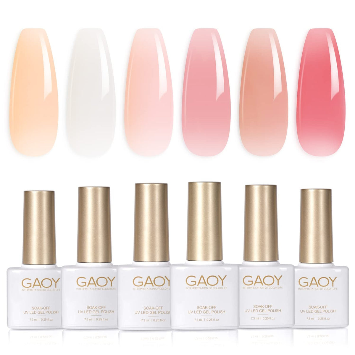 Jelly Milky White Gel Nail Polish Set, 6 Translucent Sheer Maroon UV Colors for Art Home DIY Manicure Kit