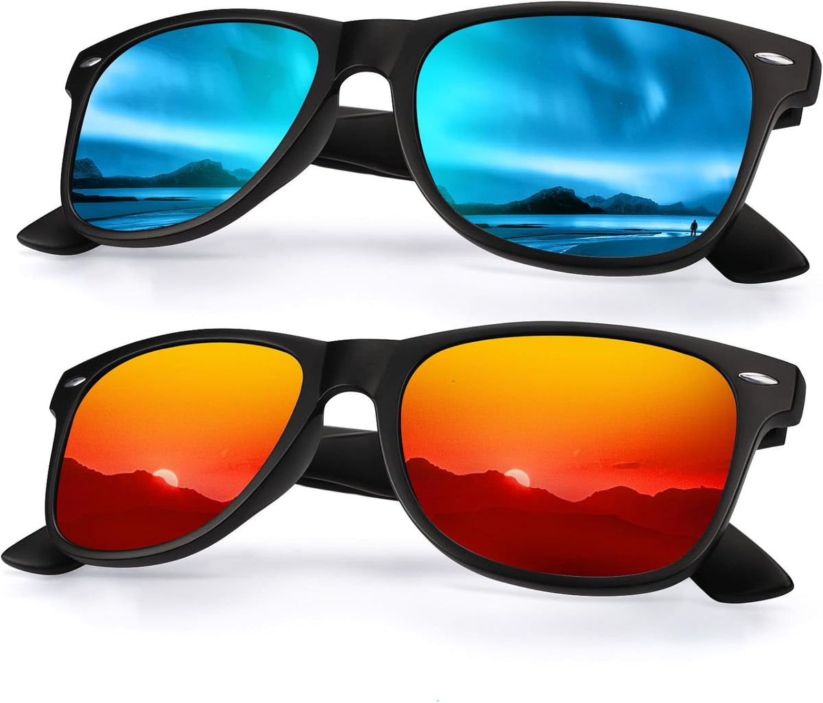 Sunglasses Men and Womens, Polarized Sunglasses for men with UV Blocking Semi-Rimless Frame for Driving & Hiking