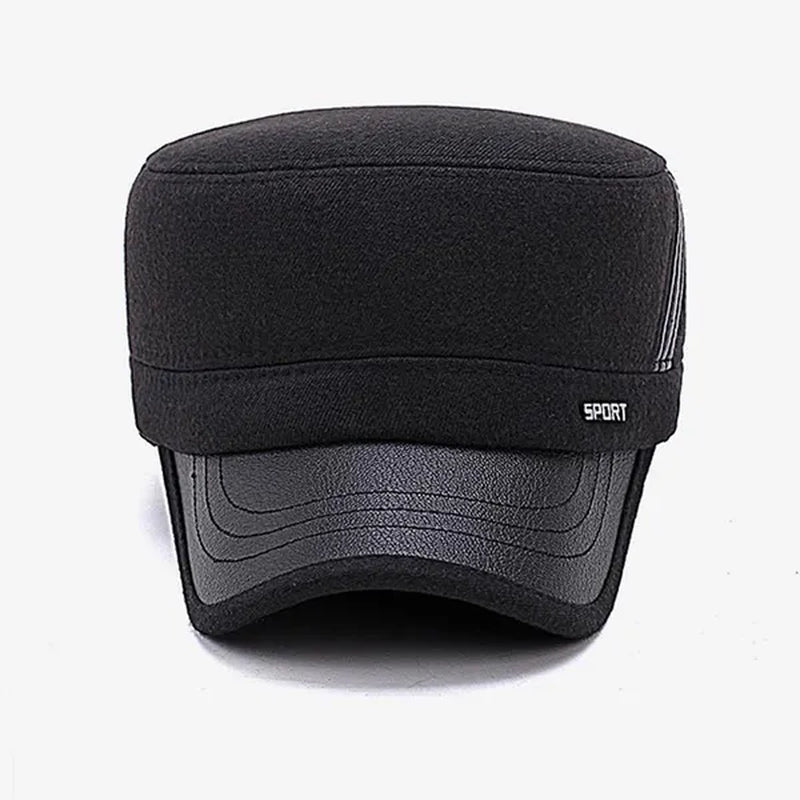 Warm Winter Cap Sport Golf Military Flat Hat For Men Snapback Casquette Bones Dad Cap Gorras Earflaps Thicken Male Baseball Father Gift