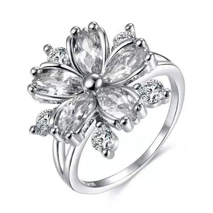 Elegant Women's Flower Ring Luxury  Pink Zircon Ring, Fashionable Flower Shape Women's Ring, Engagement, Wedding Ring, Princess Ring, Promise Ring, Valentine's Day, Christmas Gift. Size US5-11. Happy Shopping!