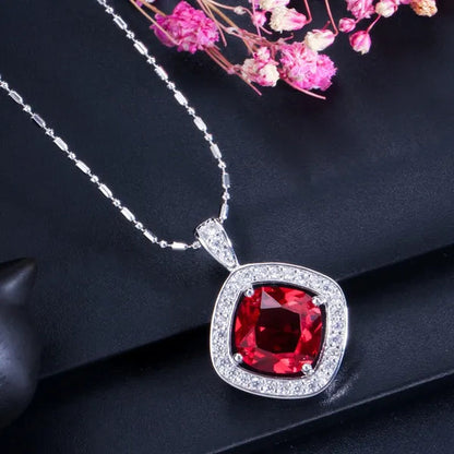 CANDICE Brand Design Luxury Wedding Jewelry Sets Sterling Silver Plated Necklace Earrings Set Inlay Big Pink Princess Crystal For Birdesmaid