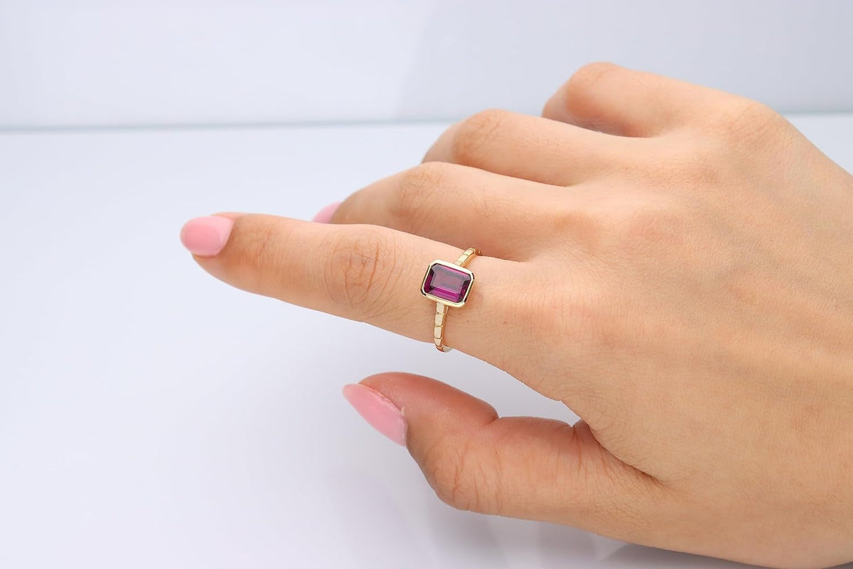 14K Yellow Gold Genuine Rodholite Ring for Women