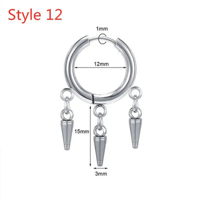 1 Pair Stainless Steel Huggie Hinged Hoop Earrings Hoop Dangle Earrings for Women Men Silver Black