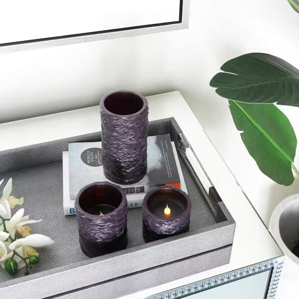 Black Flameless Candle with Remote Control (Set of 3)