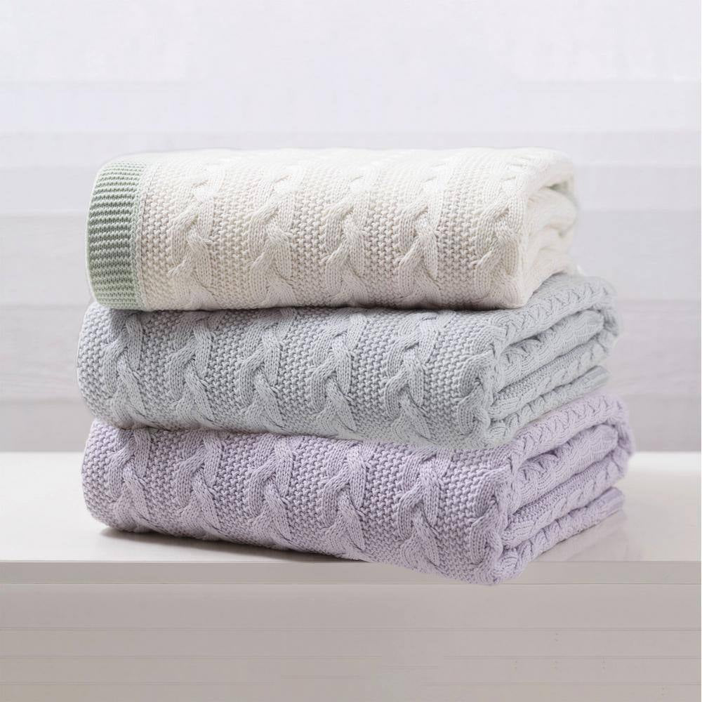 Off-White 100% Acrylic Aromatherapy Peppermint Scented Cable Knit 50 In. X 60 In. Throw Blanket