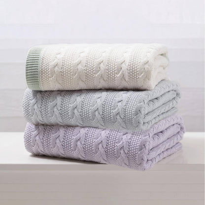 Off-White 100% Acrylic Aromatherapy Peppermint Scented Cable Knit 50 In. X 60 In. Throw Blanket