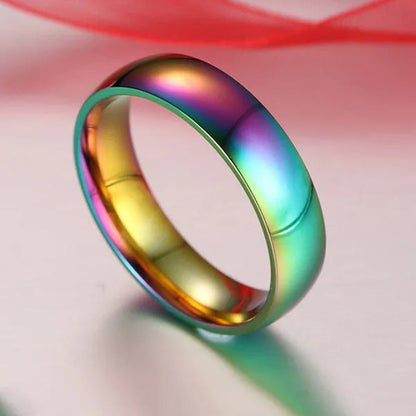 New Fashion Colorful Couple Diamond Ring Simple Glossy Wedding Engagement Titanium Steel Ring Jewelry Size 5-13